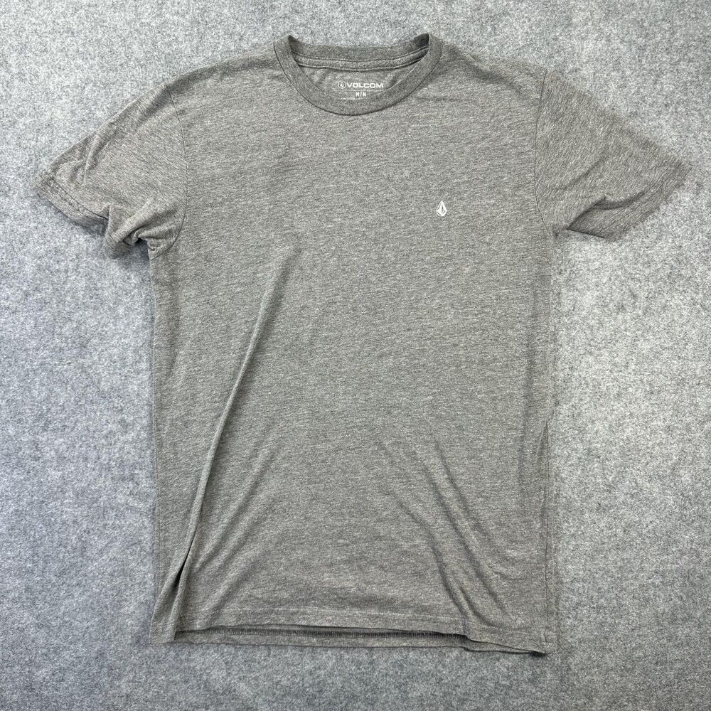 Volcom Shirt Mens Medium Gray Solid Small Logo Crew Neck Tee Tagless Casual